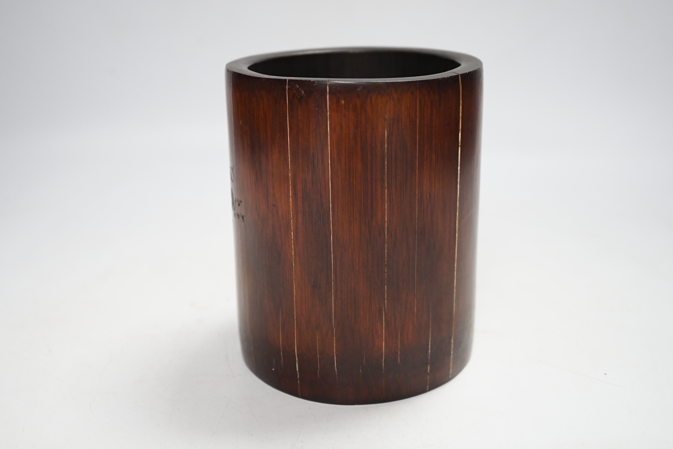 A Chinese bamboo brushpot, 13.5cm high